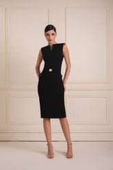Tailored Midi Faux Pocket Dress